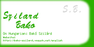 szilard bako business card